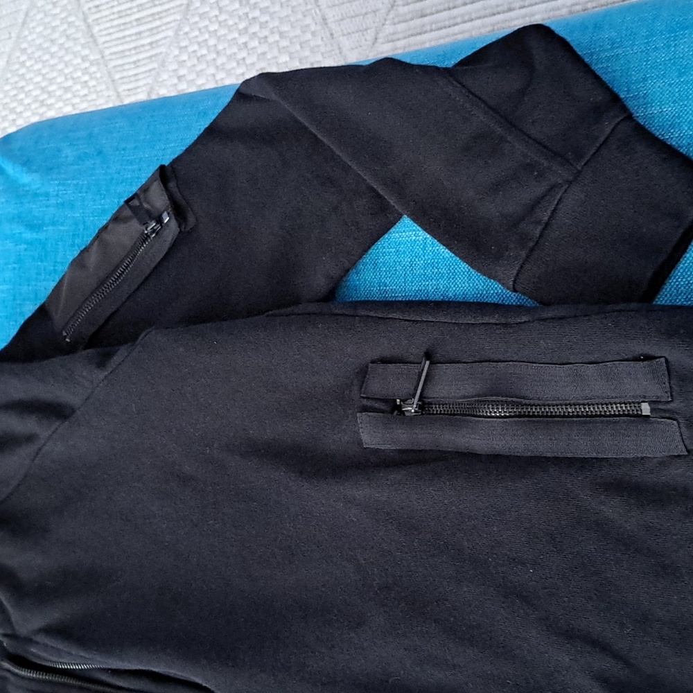 Zara Men's Black Sweater Jacket  XL Zipper Pockets Zip Pocket Sleeve. - Picture 3 of 5